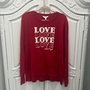 Time and Tru Red Love Always Women's Sweater